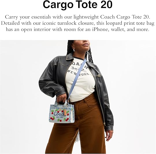 COACH Embroidered Cherry Denim Cargo Tote 20 : Amazon.ca: Clothing